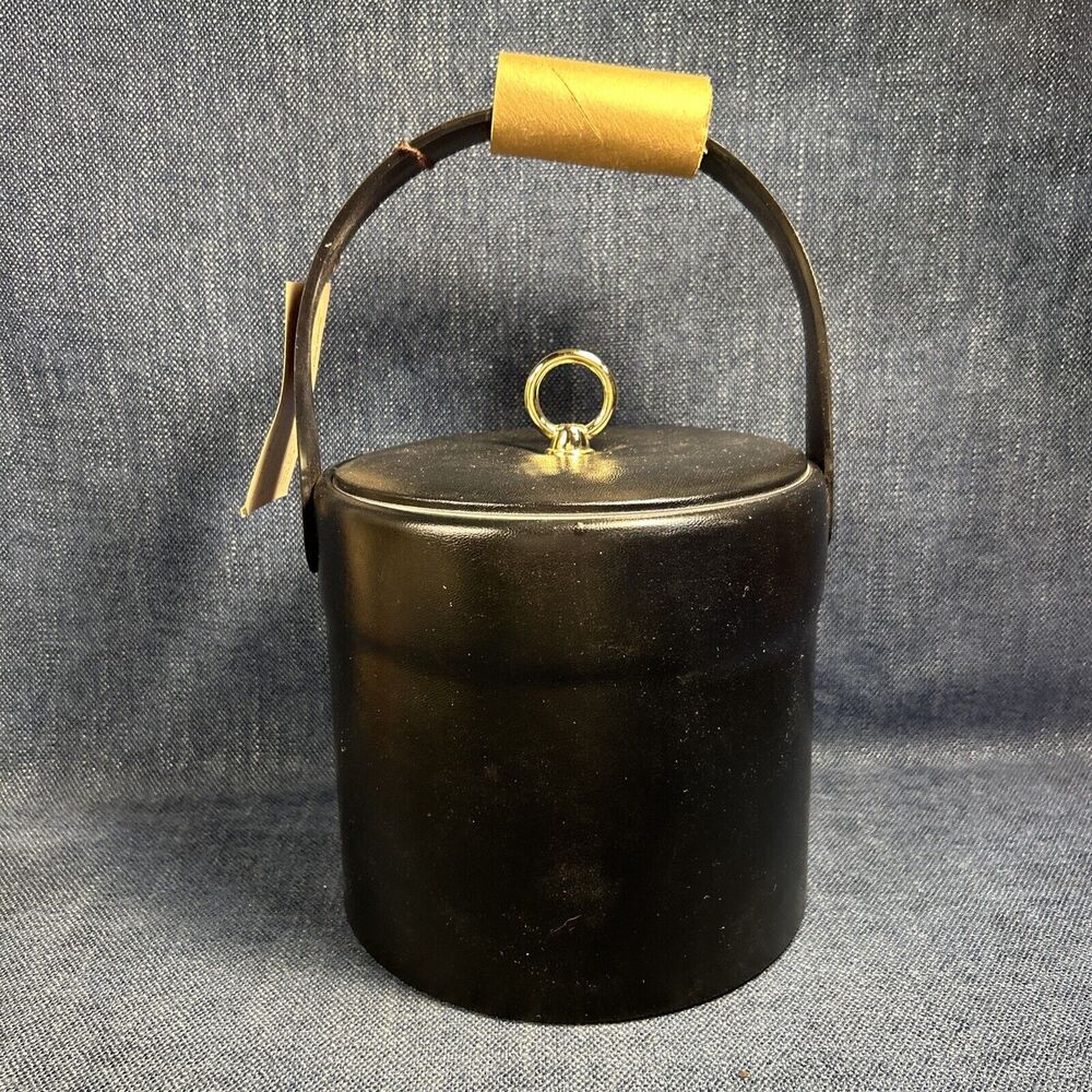 NEW Retro Georges Briard Black Vinyl Ice Bucket Entertaining Mid Century MCM - Picture 4 of 8